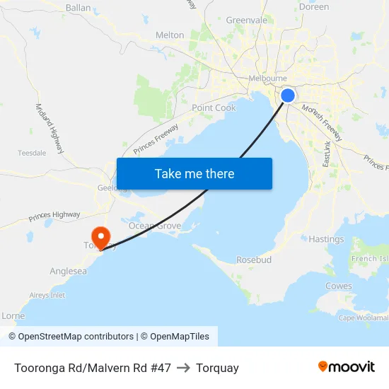 Tooronga Rd/Malvern Rd #47 to Torquay map