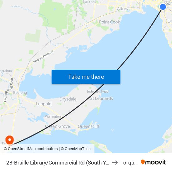 28-Braille Library/Commercial Rd (South Yarra) to Torquay map