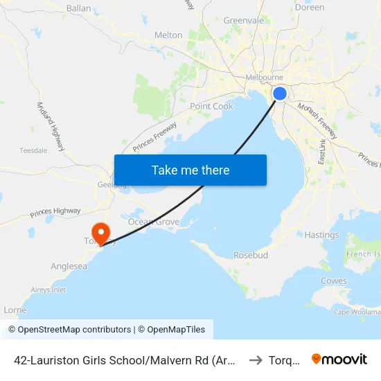 Lauriston Girls School/Malvern Rd #42 to Torquay map