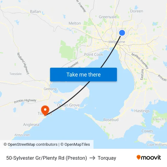 Sylvester Gr/Plenty Rd #50 to Torquay map