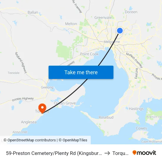Preston Cemetery/Plenty Rd #59 to Torquay map
