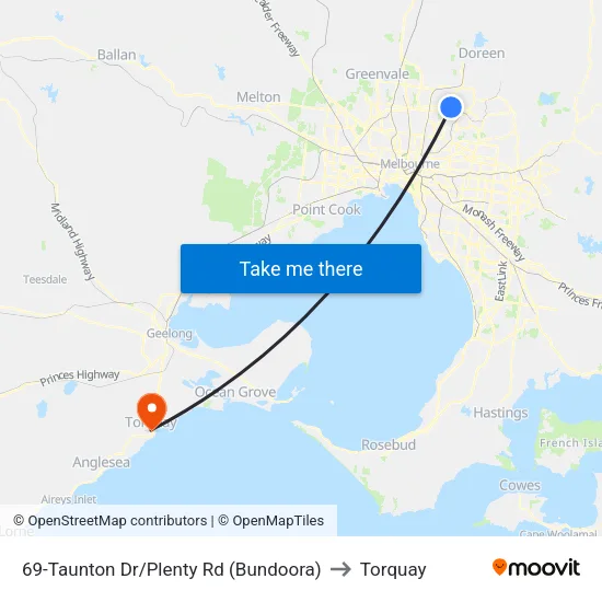 Taunton Dr/Plenty Rd #69 to Torquay map