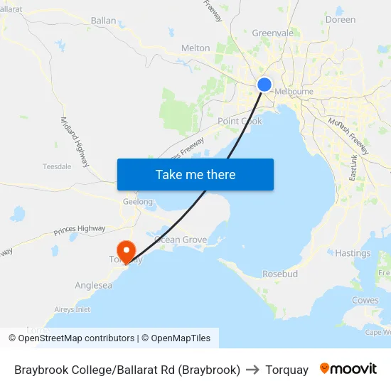 Braybrook College/Ballarat Rd to Torquay map