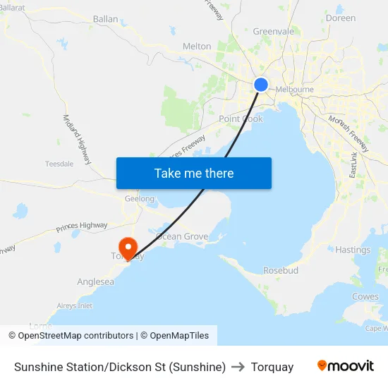 Sunshine Station/Dickson St to Torquay map