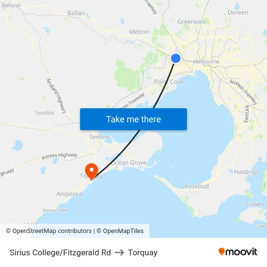 Sirius College/Fitzgerald Rd to Torquay map