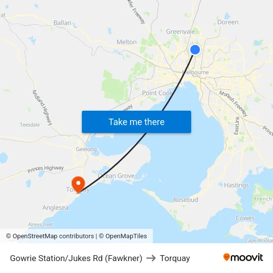 Gowrie Station/Jukes Rd to Torquay map