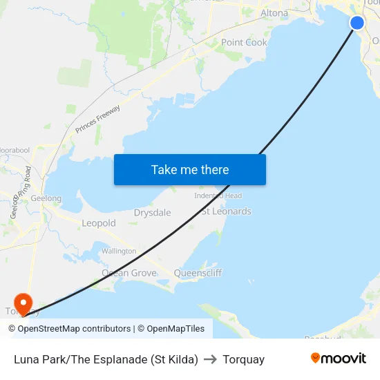 Luna Park/The Esplanade to Torquay map