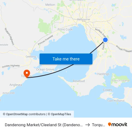 Dandenong Market/Cleeland St to Torquay map
