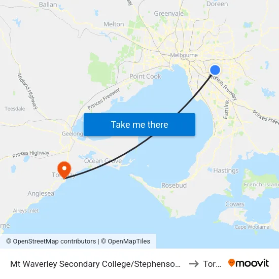Mt Waverley Sec Col/Stephensons Rd to Torquay map