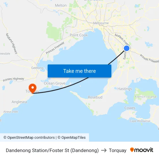 Dandenong Station/Foster St to Torquay map