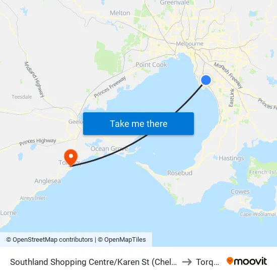 Southland Shopping Centre/Karen St to Torquay map