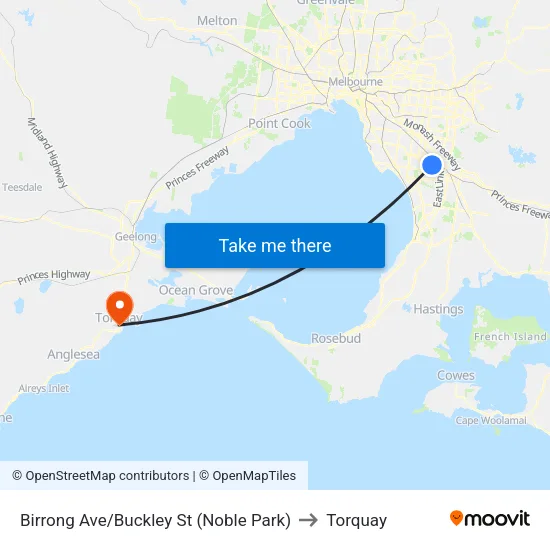 Birrong Ave/Buckley St to Torquay map