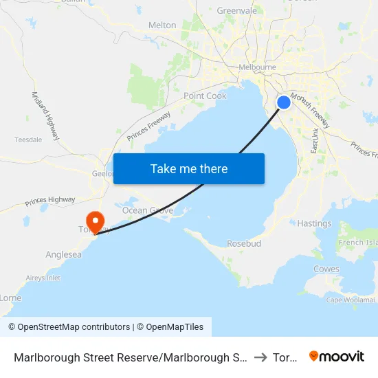 Marlborough Street Reserve/Marlborough St to Torquay map