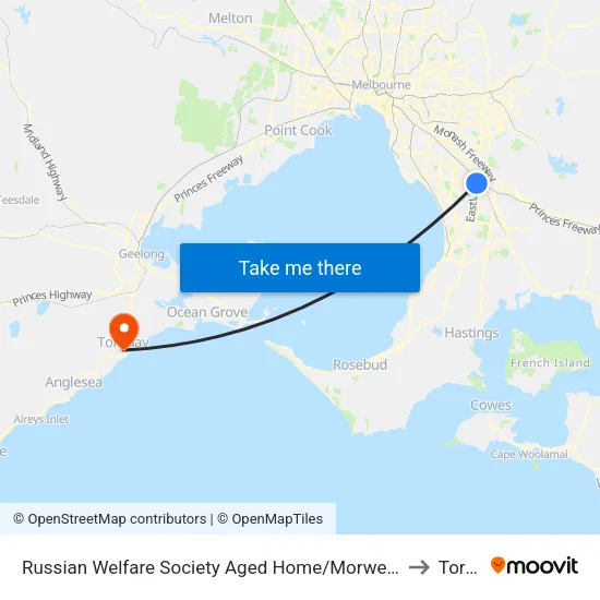 Russian Welfare Society Aged Home/Morwell Ave to Torquay map