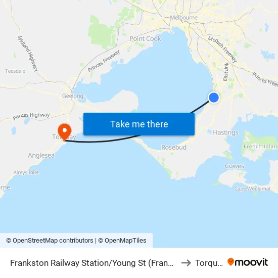 Frankston Railway Station/Young St to Torquay map