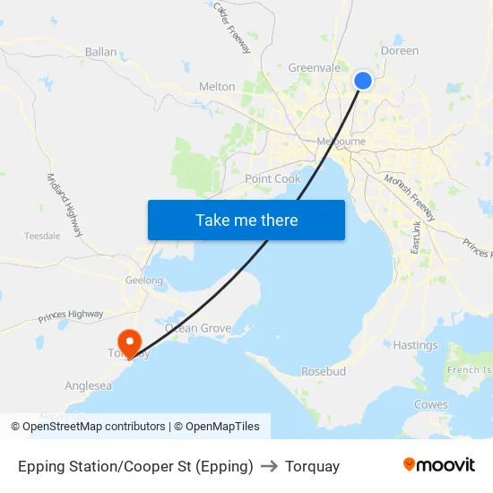 Epping Station/Cooper St to Torquay map