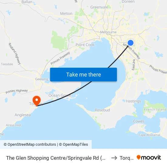 The Glen Shopping Centre/Springvale Rd to Torquay map