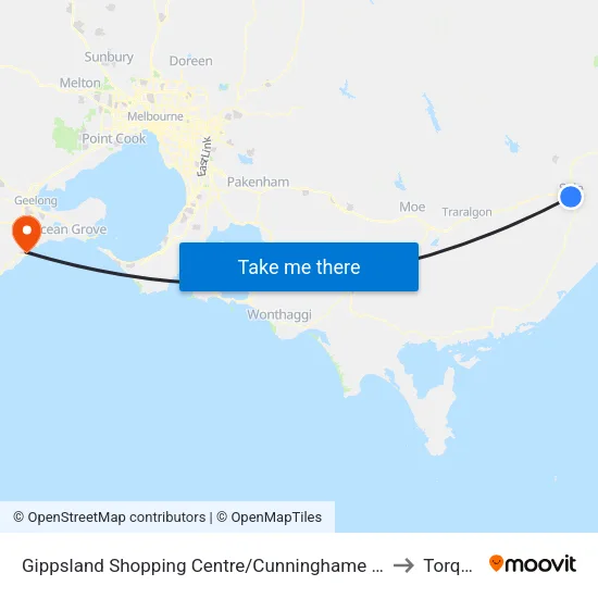 Gippsland Shopping Centre/Cunninghame St to Torquay map