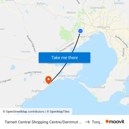 Tarneit Central Shopping Centre/Derrimut Rd to Torquay map