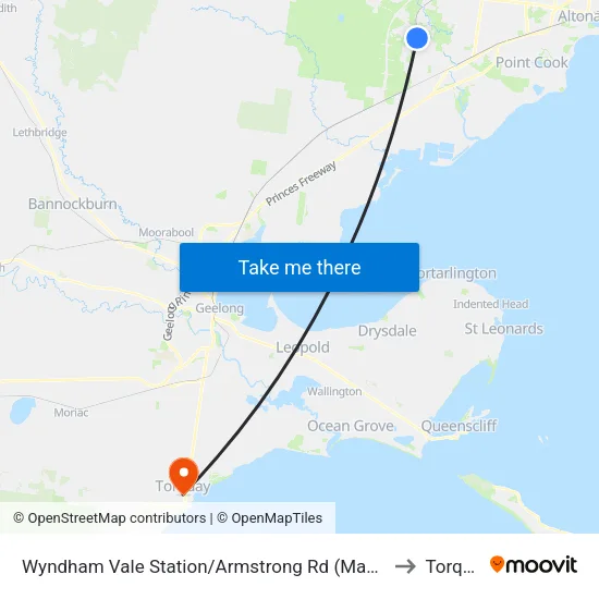 Wyndham Vale Station/Armstrong Rd to Torquay map