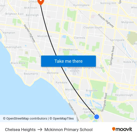 Chelsea Heights to Mckinnon Primary School map