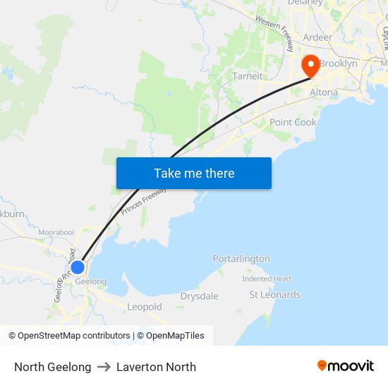 North Geelong to Laverton North map