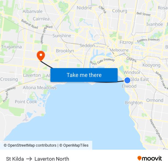 St Kilda to Laverton North map