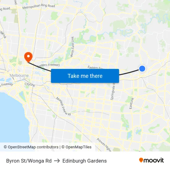 Byron St/Wonga Rd to Edinburgh Gardens map