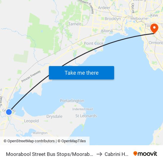 Moorabool Street Bus Stops/Moorabool St (Geelong) to Cabrini Hospital map
