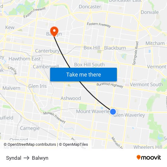 Syndal to Balwyn map