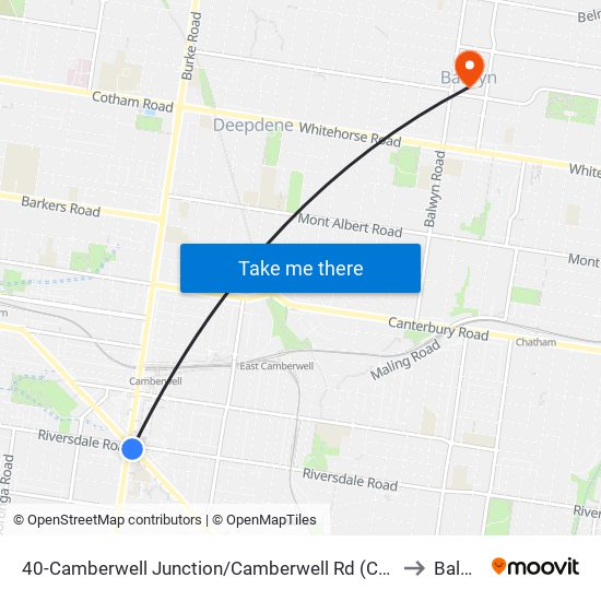40-Camberwell Junction/Camberwell Rd (Camberwell) to Balwyn map