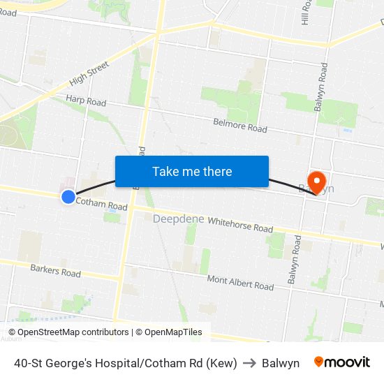 40-St George's Hospital/Cotham Rd (Kew) to Balwyn map