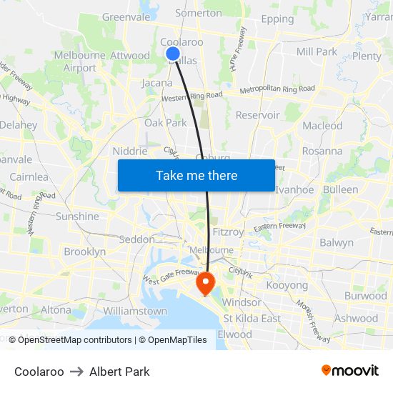 Coolaroo to Albert Park map