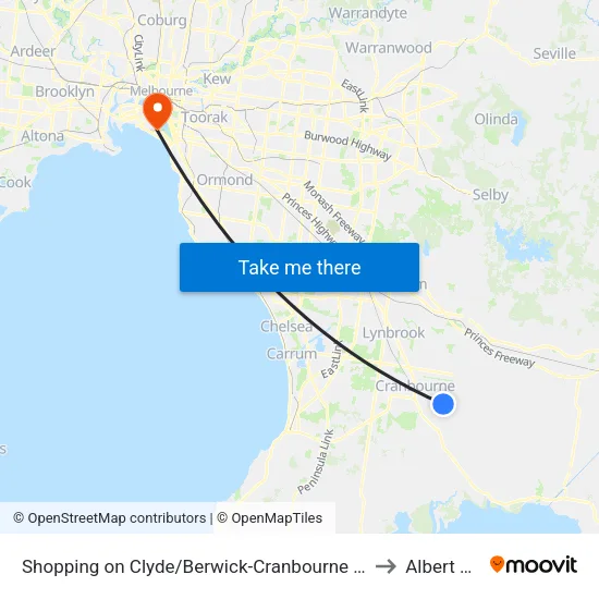 Shopping on Clyde/Berwick-Cranbourne Rd to Albert Park map