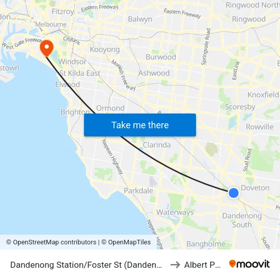 Dandenong Station/Foster St to Albert Park map