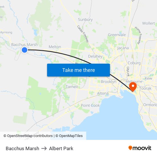 Bacchus Marsh to Albert Park map