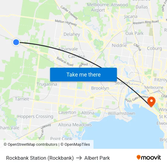 Rockbank Station to Albert Park map