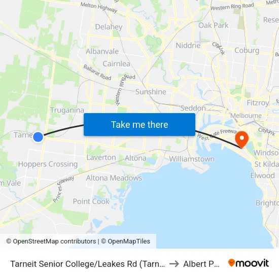 Tarneit Senior College/Leakes Rd to Albert Park map