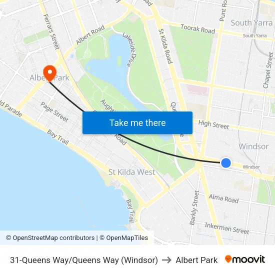 Queens Way/Queens Way #31 to Albert Park map