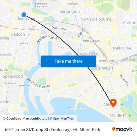Tiernan St/Droop St #60 to Albert Park map