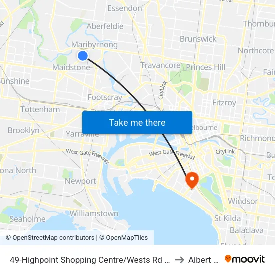 Highpoint Shopping Centre/Wests Rd #49 to Albert Park map