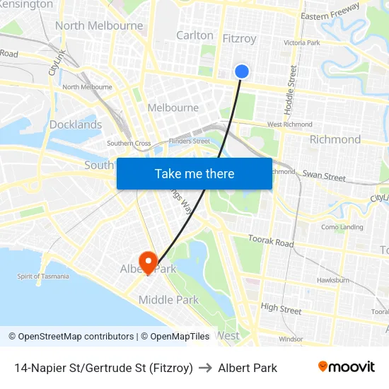 Napier St/Gertrude St #14 to Albert Park map