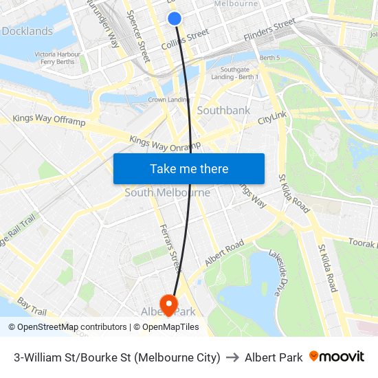 3-William St/Bourke St (Melbourne City) to Albert Park map