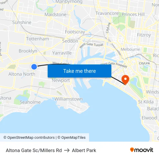 Altona Gate Sc/Millers Rd to Albert Park map
