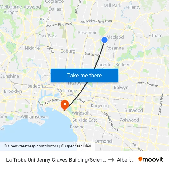 La Trobe Uni Jenny Graves Building/Science Dr to Albert Park map