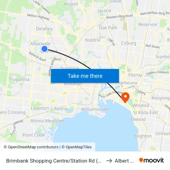Brimbank Shopping Centre/Station Rd to Albert Park map