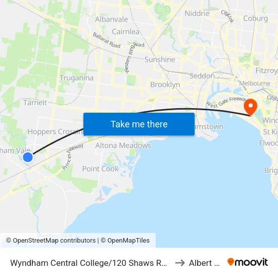 Wyndham Central College/Shaws Rd to Albert Park map