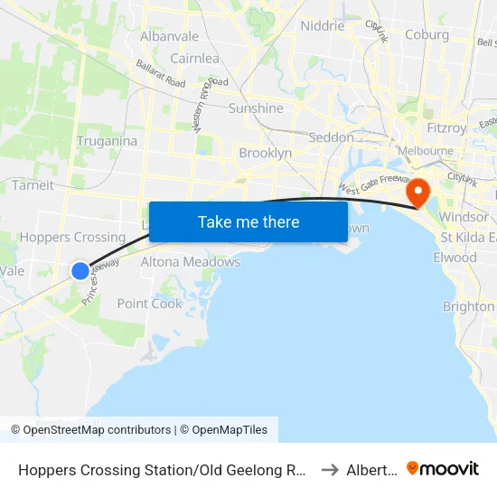 Hoppers Crossing Station/Old Geelong Rd to Albert Park map