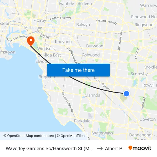 Waverley Gardens Sc/Hansworth St to Albert Park map