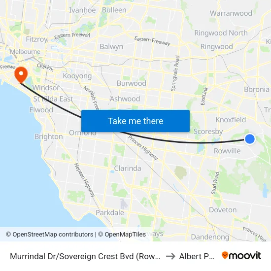 Murrindal Dr/Sovereign Crest Bvd to Albert Park map